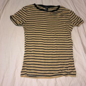 forever 21 black and yellow striped t shirt